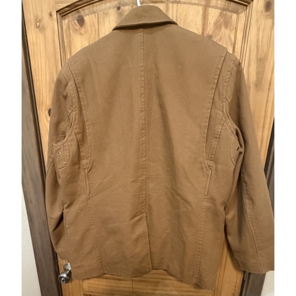 Duluth Trading Brown Canvas Workwear Blazer Jacket L Utility Chore Coat - Picture 3 of 5